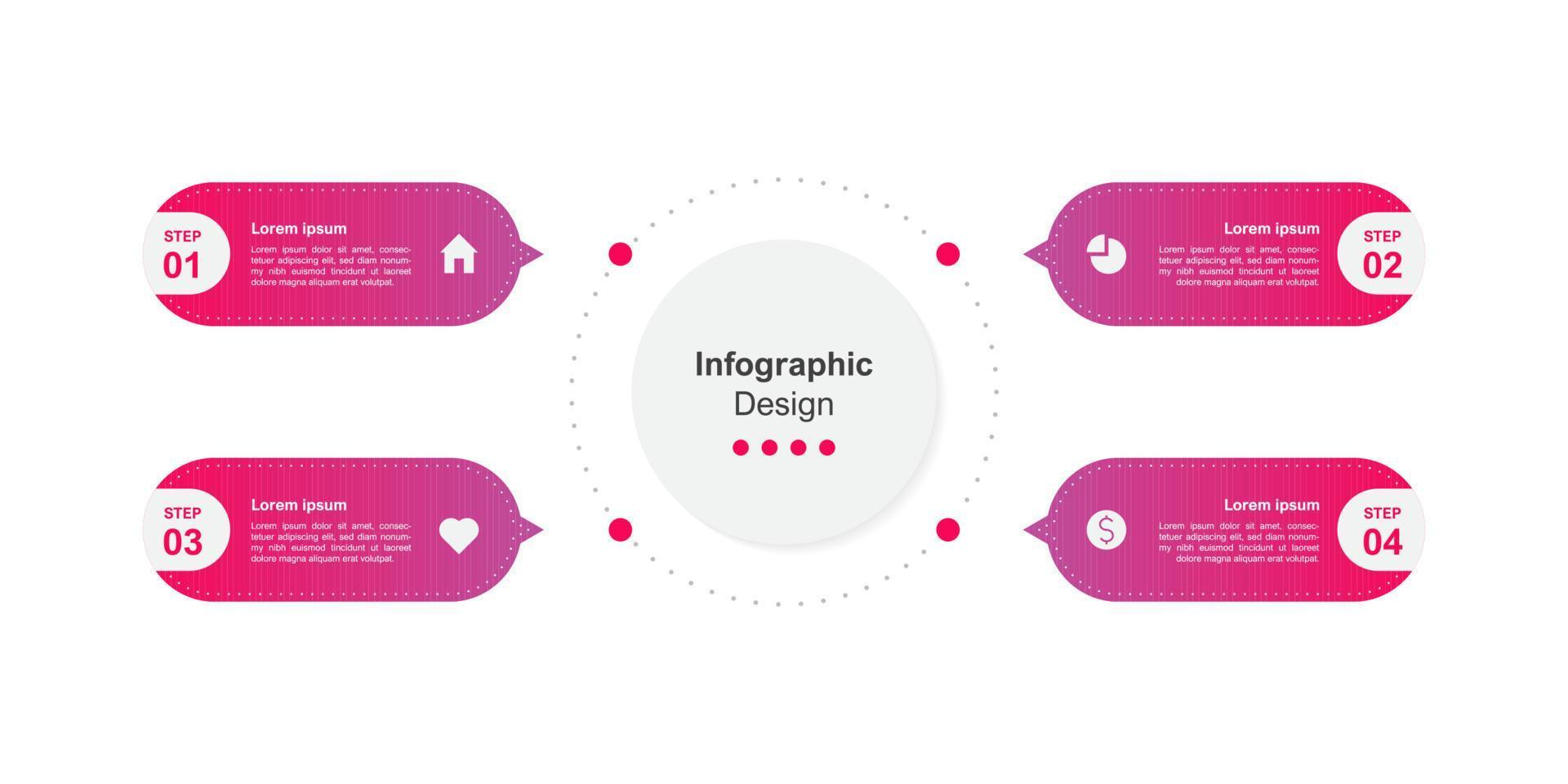 modelo de infográfico de negócios abstrato de quatro etapas vetor