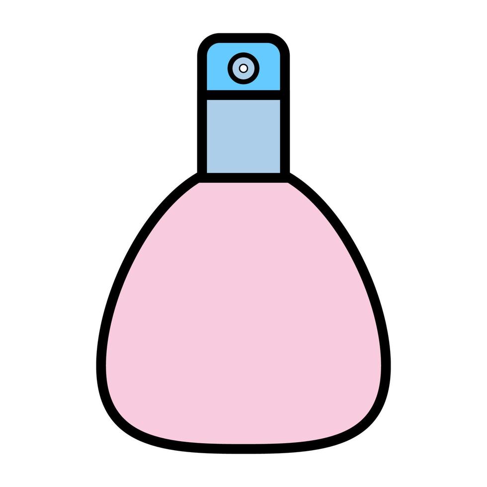 ícone rosa plano beautyfull é um simples linear elegante cosméticos glamourosos, garrafa de vidro com perfume, adicolon, água de toalete com um cheiro agradável e orientação de beleza. ilustração vetorial vetor