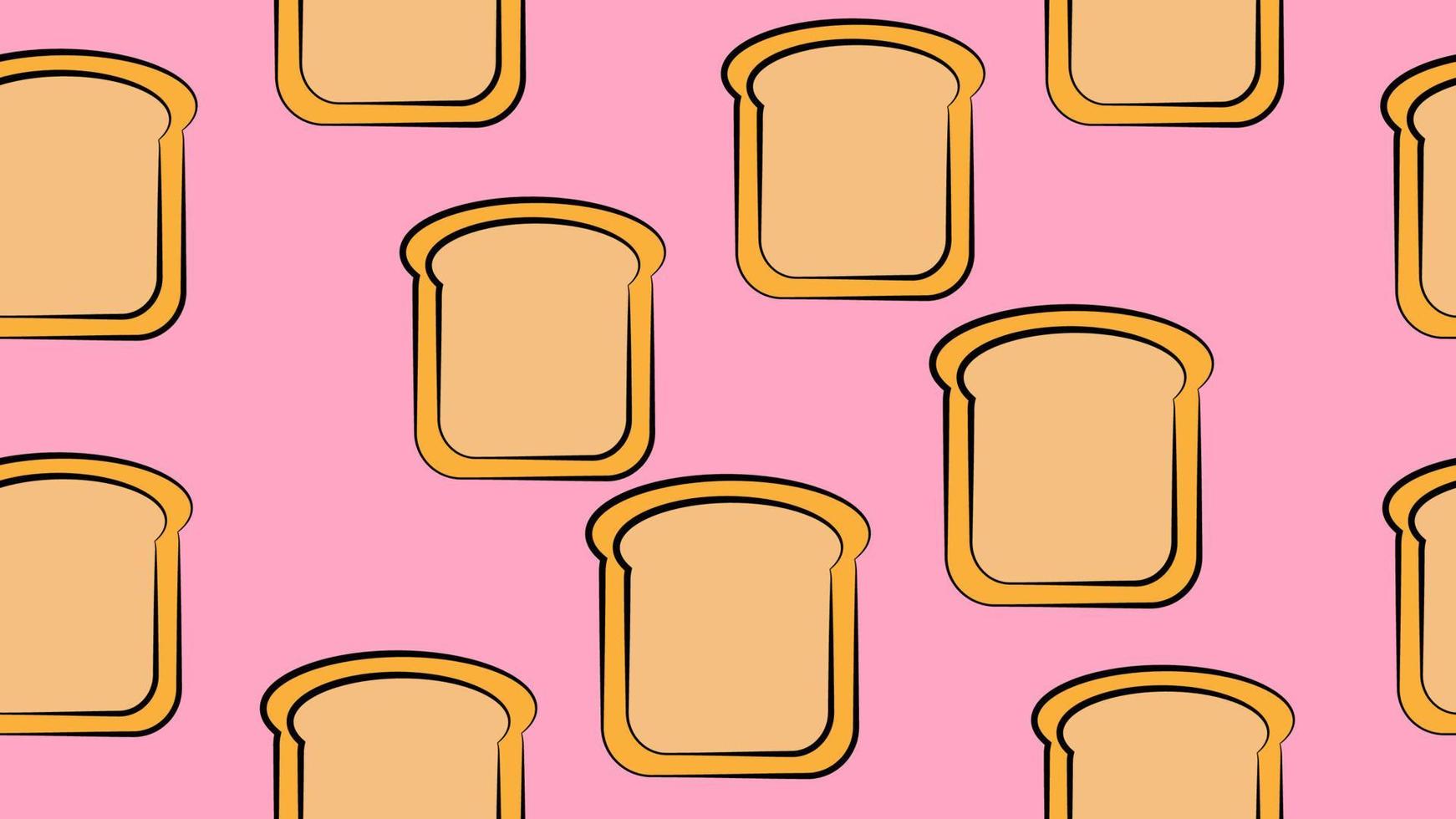 um pedaço de pão com crosta em um fundo rosa. ilustração vetorial, padrão. pão de sanduíche, base para sanduíche com recheio, desenho para padaria, restaurante, café vetor