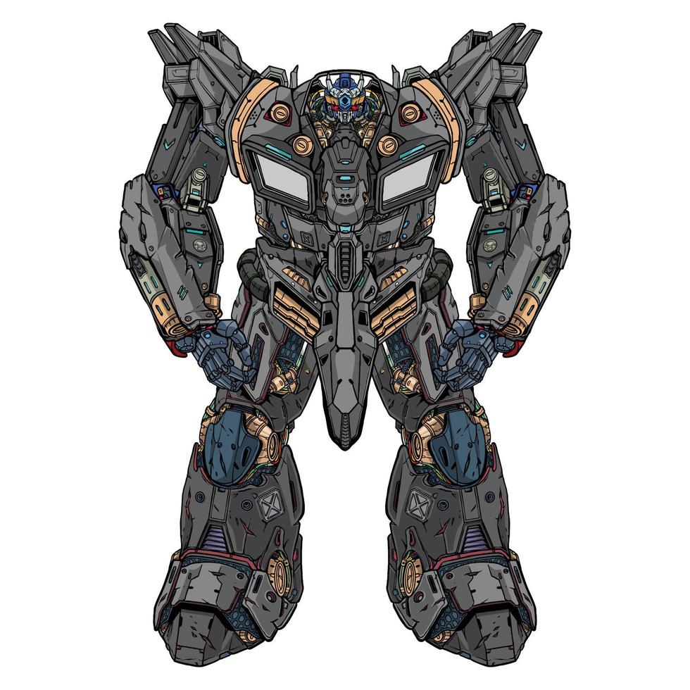 robô mecha de trator de vetor premium feito com ilustração de braços de pernas de corpo de braços