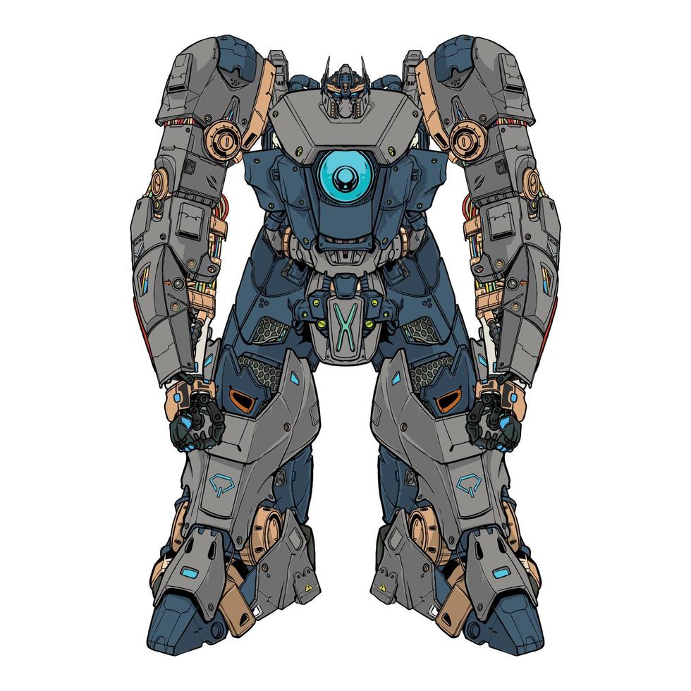 robô mecha de guerra vetorial premium feito com braços corpo perna braços ilustração vetor