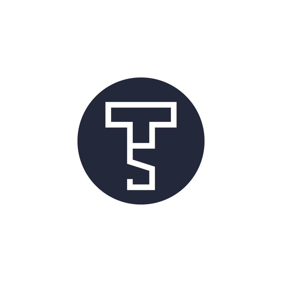 logotipo do monograma webts. ts iniciais minimalistas em forma de círculo, ícone para qualquer empresa ou negócio. ilustração em vetor preto e branco