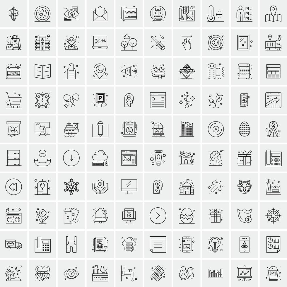 pacote de 100 ícones de linha universal para mobile e web vetor