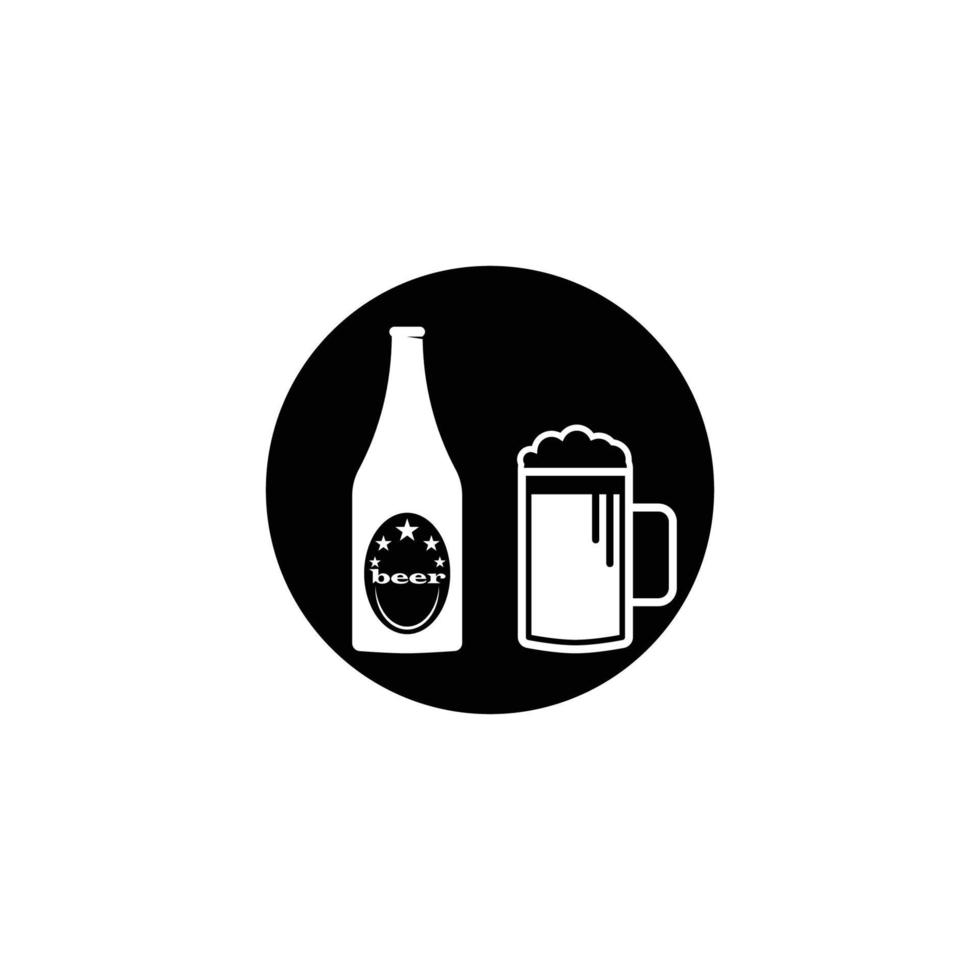 logotipo de garrafa e copo de cerveja vetor