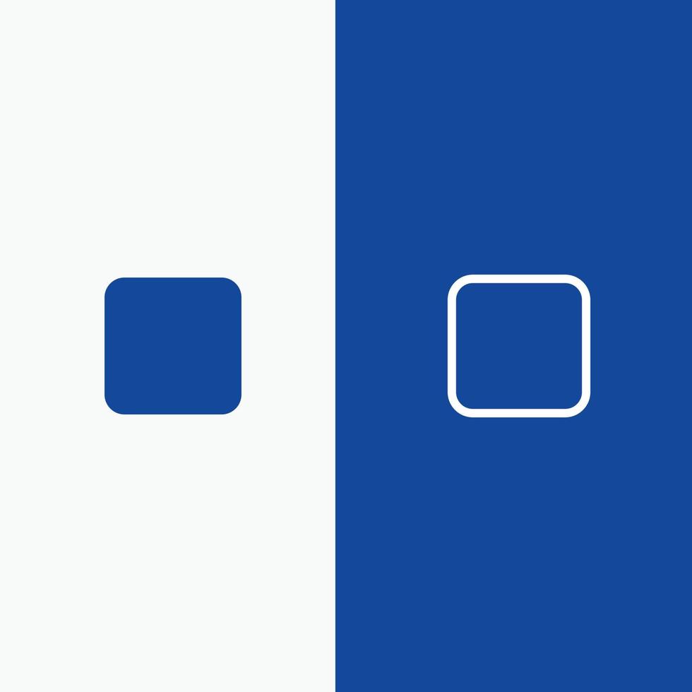 caixa caixa de seleção linha desmarcada e ícone sólido de glifo banner azul linha e ícone sólido de glifo banner azul vetor