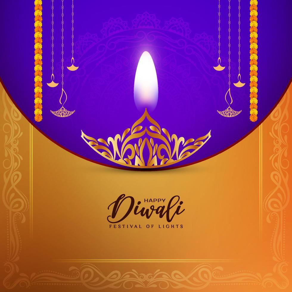 feliz fundo de celebração do festival diwali com design de lâmpada decorativa vetor