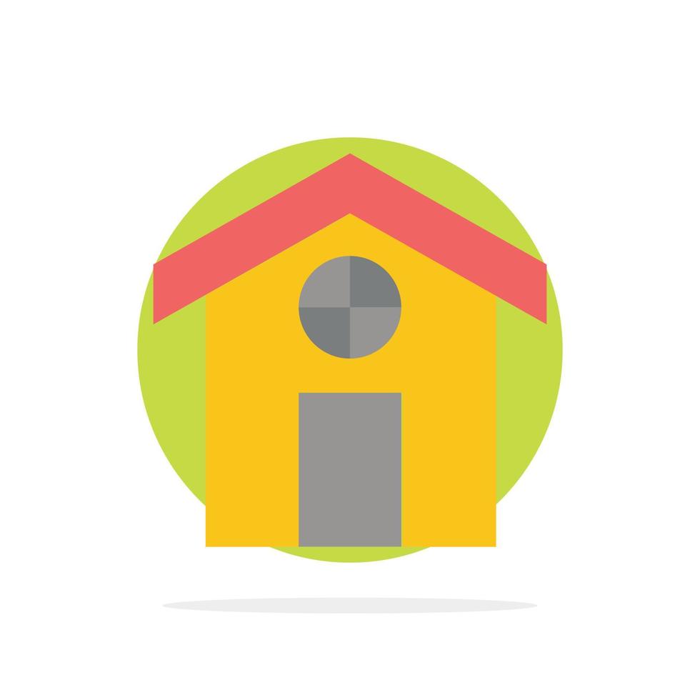 ícone de cor plana de fundo de círculo abstrato de casa de construção de cidade vetor
