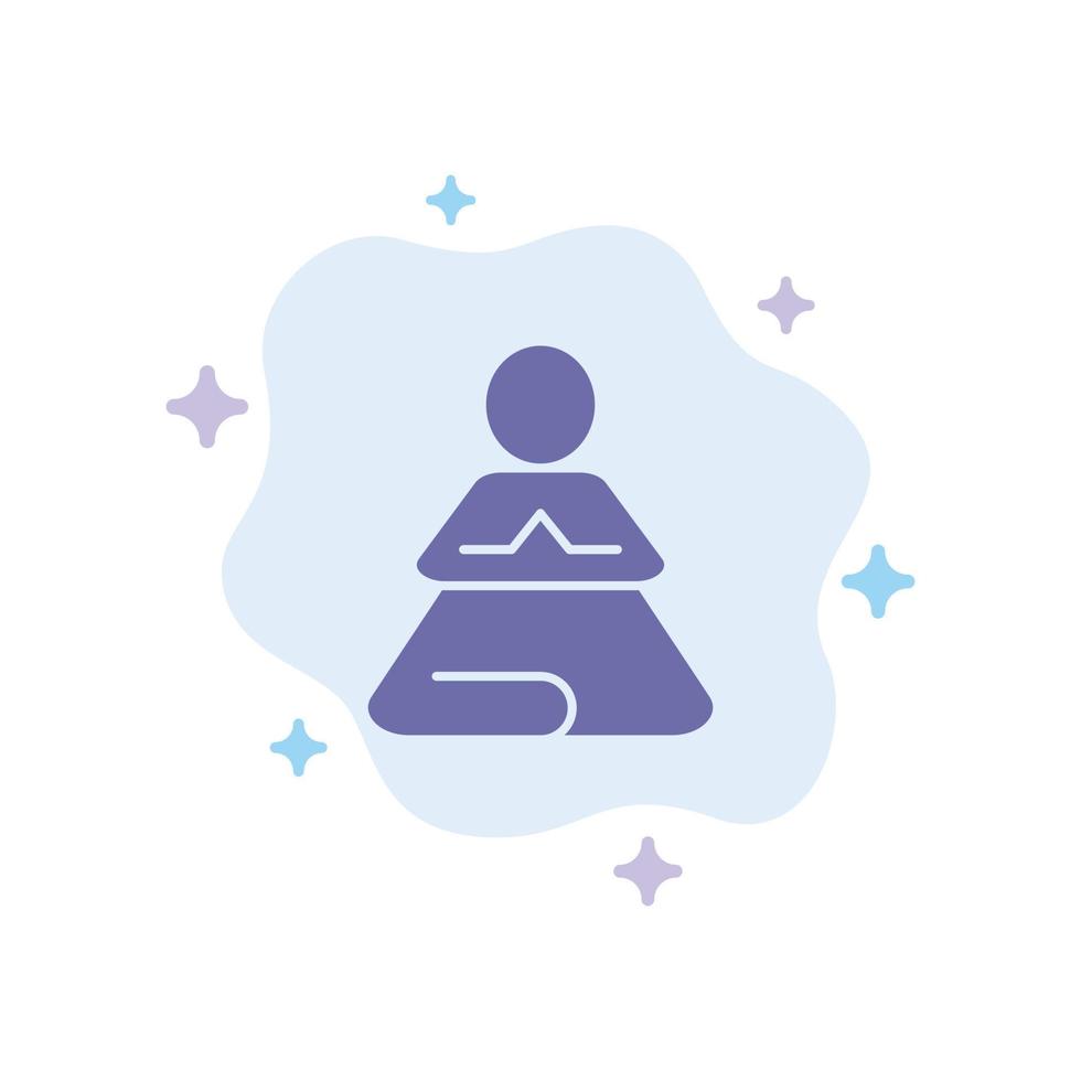 ícone azul de ioga de treinamento de meditação rápida no fundo da nuvem abstrata vetor