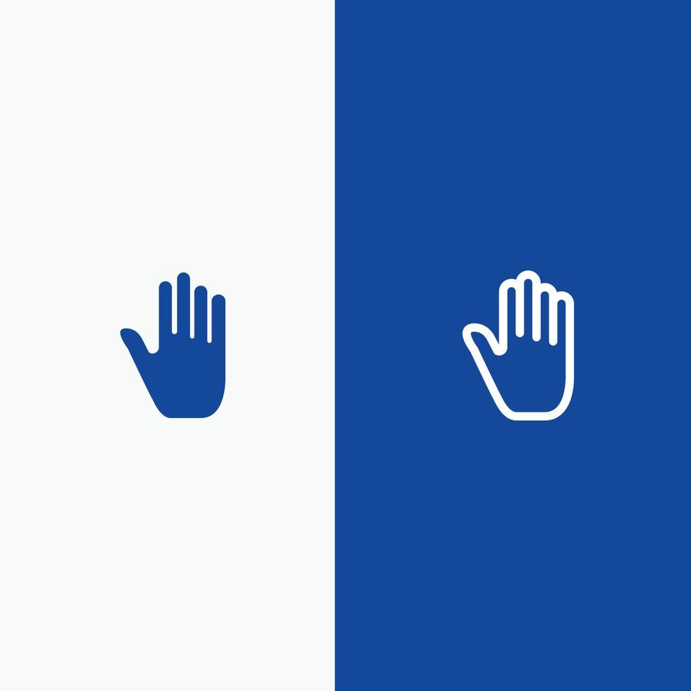gestos de linguagem corporal linha de interface de mão e ícone sólido de glifo linha de banner azul e ícone sólido de glifo vetor