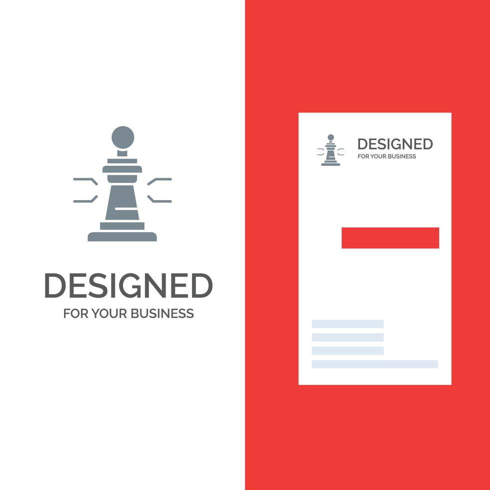jogador de xadrez king poker design de logotipo cinza e modelo de cartão de visita vetor