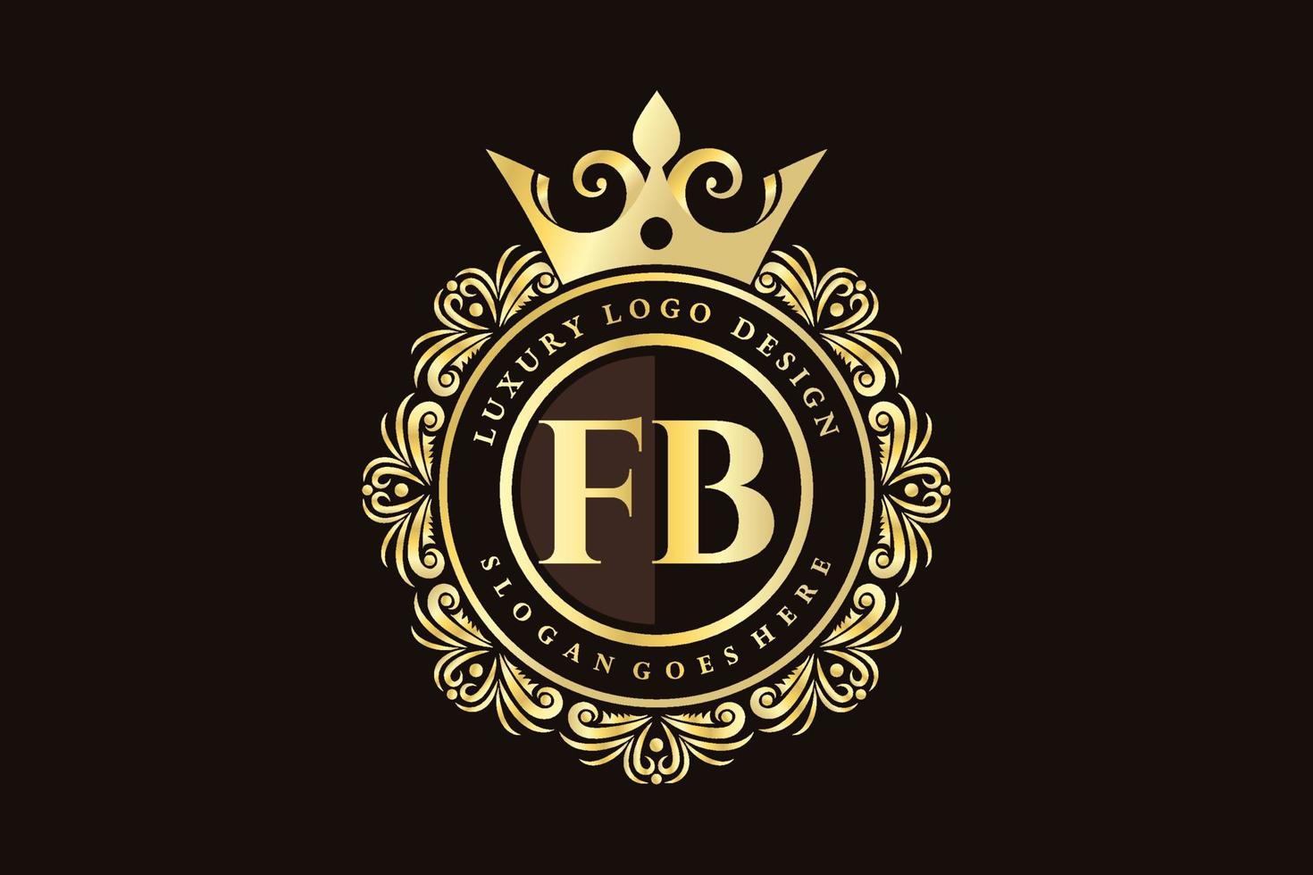 fb letra inicial ouro caligráfico feminino floral mão desenhada monograma heráldico antigo estilo vintage luxo design de logotipo vetor premium
