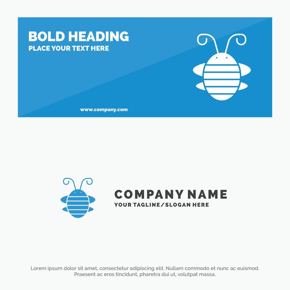 abelha inseto besouro bug joaninha joaninha ícone sólido banner de site e modelo de logotipo de negócios vetor