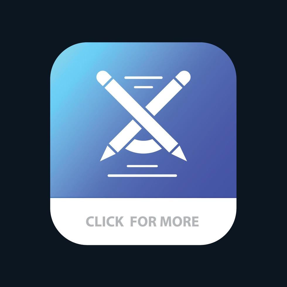 educação caneta lápis escrever botão de aplicativo móvel versão android e ios glifo vetor