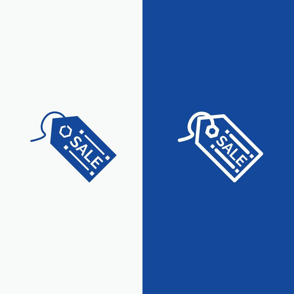 linha de venda de etiquetas de compras de comércio eletrônico e banner azul de ícone sólido de glifo vetor