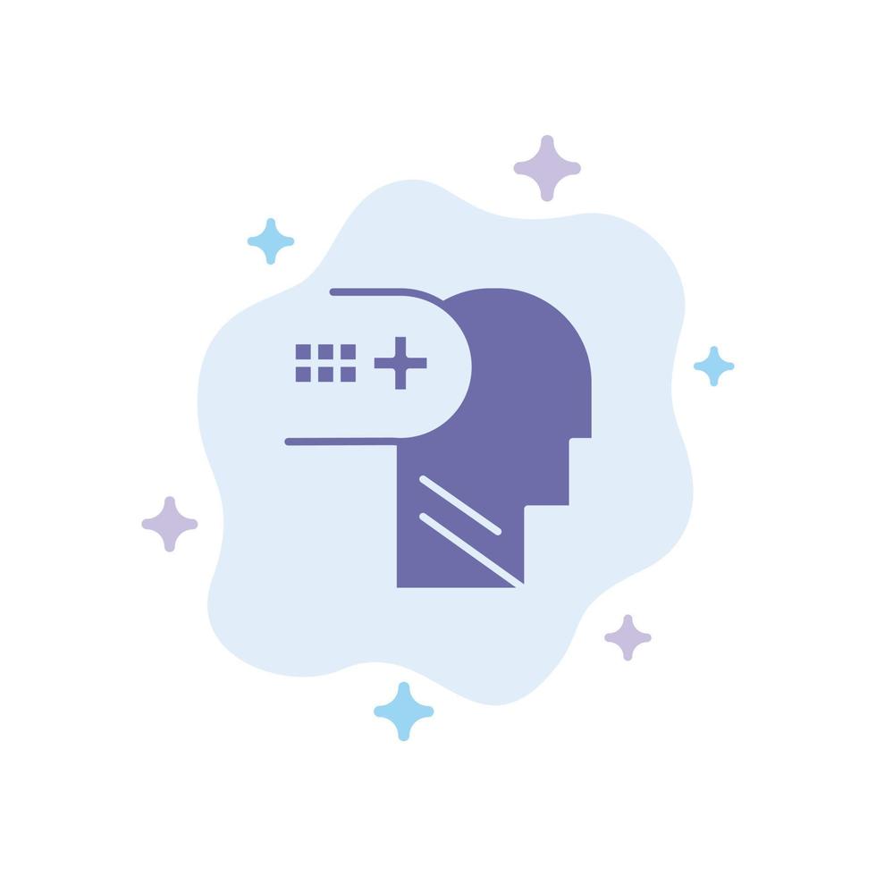 ícone azul da mente médica mental de saúde no fundo abstrato da nuvem vetor