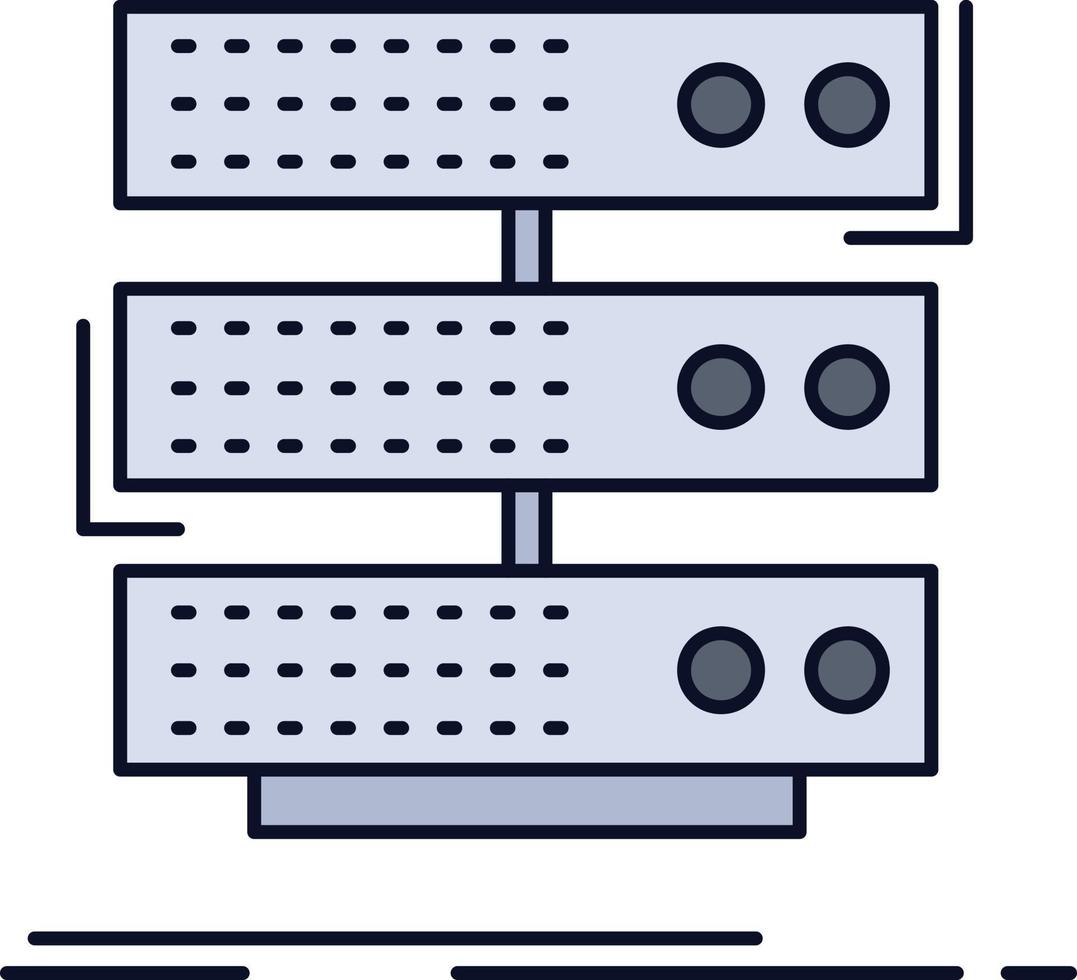 vetor de ícone de cor plana de dados de rack de armazenamento de servidor