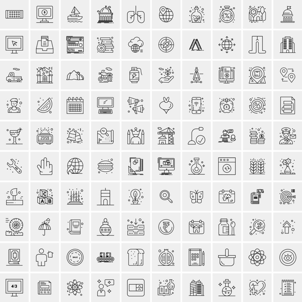 pacote de 100 ícones de linha universal para mobile e web vetor