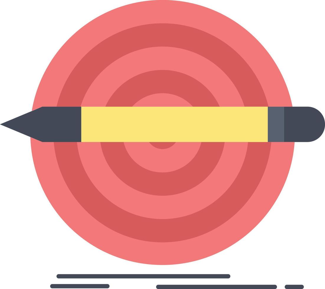 lápis de objetivo de design definir vetor de ícone de cor plana alvo