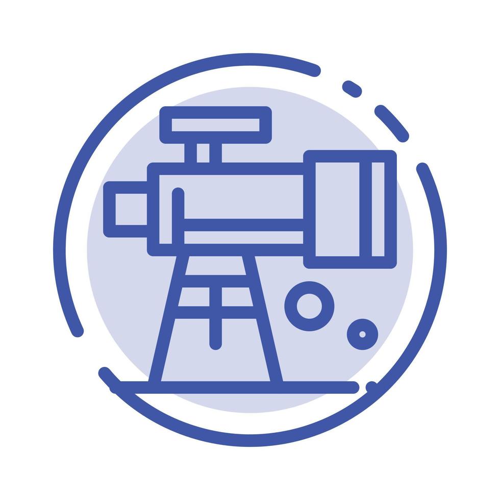 escopo de astronomia telescópio espacial ícone de linha de linha pontilhada azul vetor