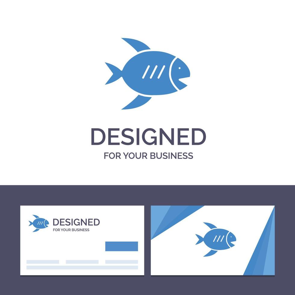 cartão de visita criativo e modelo de logotipo praia costa peixe mar ilustração vetorial vetor