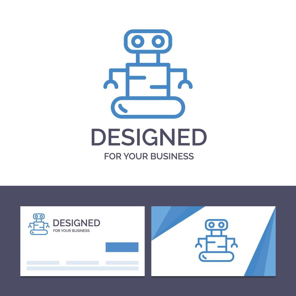 cartão de visita criativo e modelo de logotipo ilustração vetorial de espaço robô exoesqueleto vetor