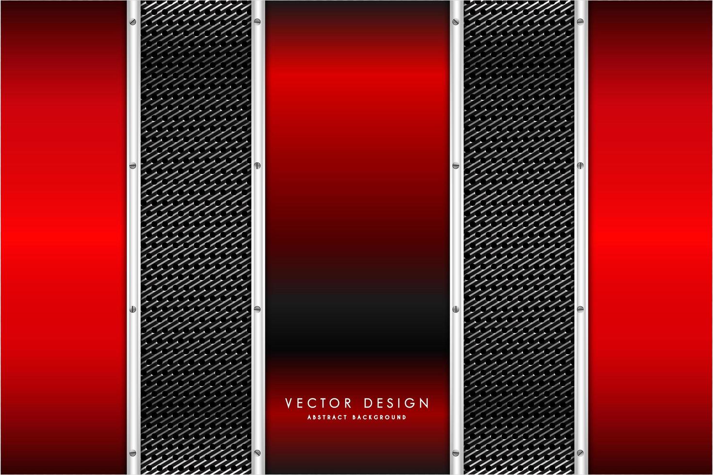 painéis verticais vermelhos metálicos sobre textura de fibra de carbono vetor