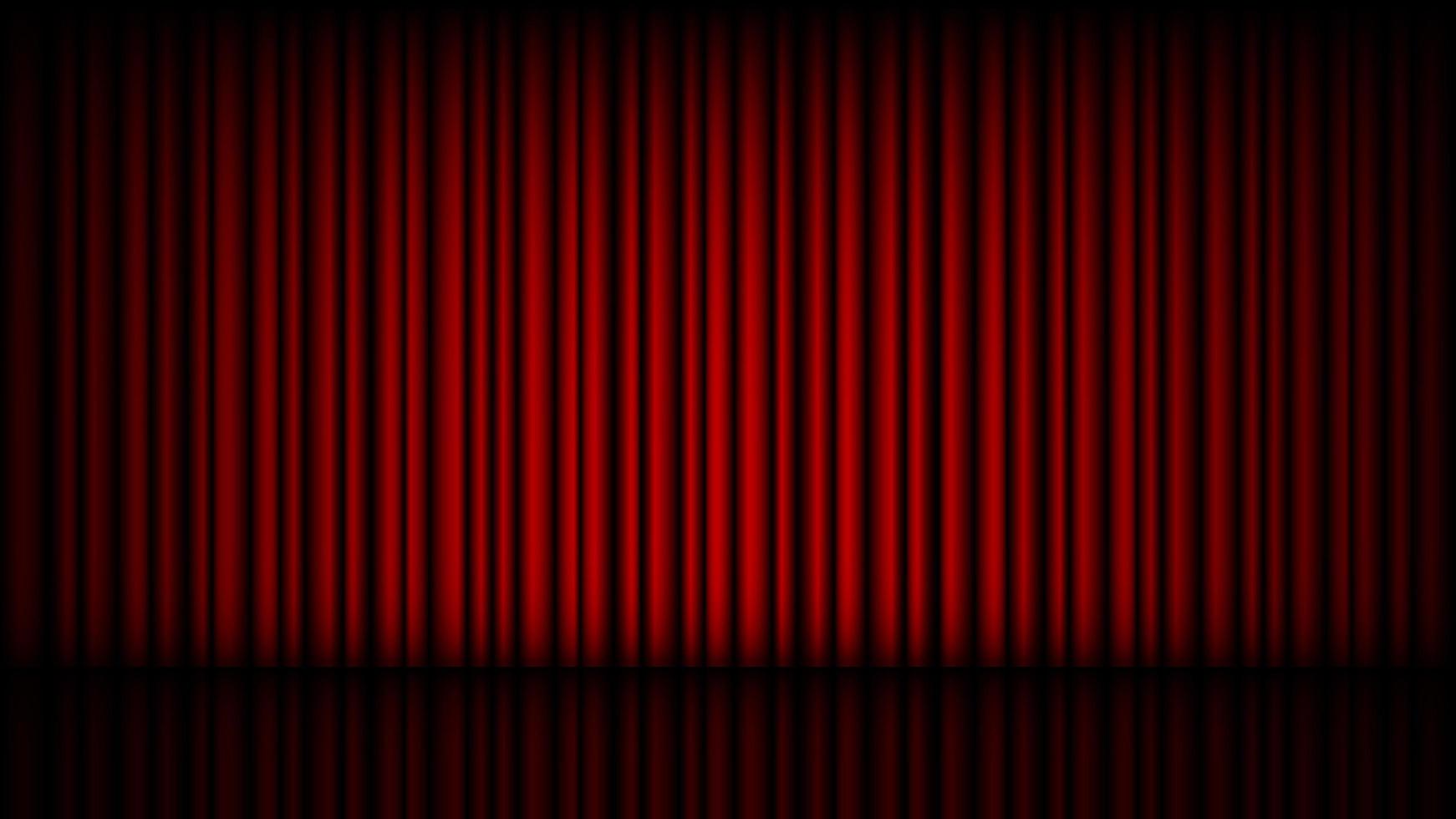 palco vazio com cortina de teatro vermelha fechada vetor