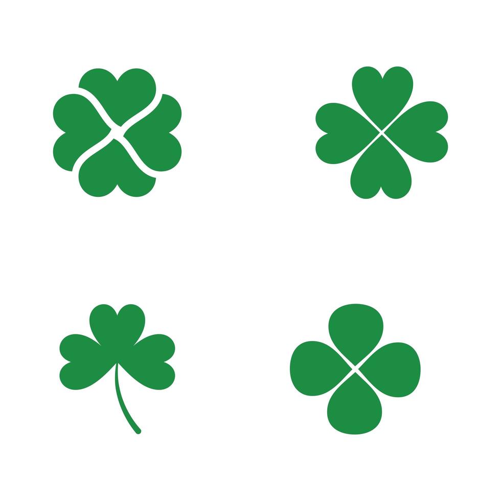 conjunto de ícones de folha de trevo verde vetor