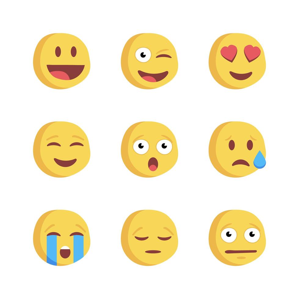 ícones de reações de redes sociais emoji vetor