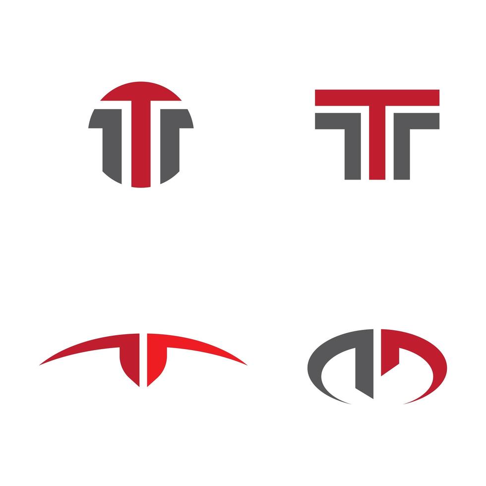 conjunto de logotipo vermelho e cinza com letra t vetor