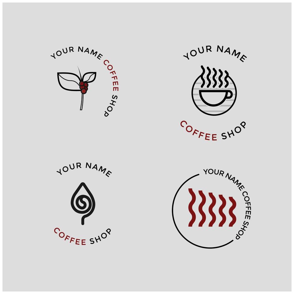 café em grão coleção de logotipo de cafeteria vetor