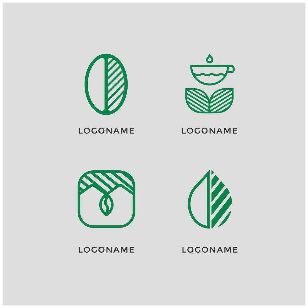 conjunto de logotipos de cafeteria verdes vetor