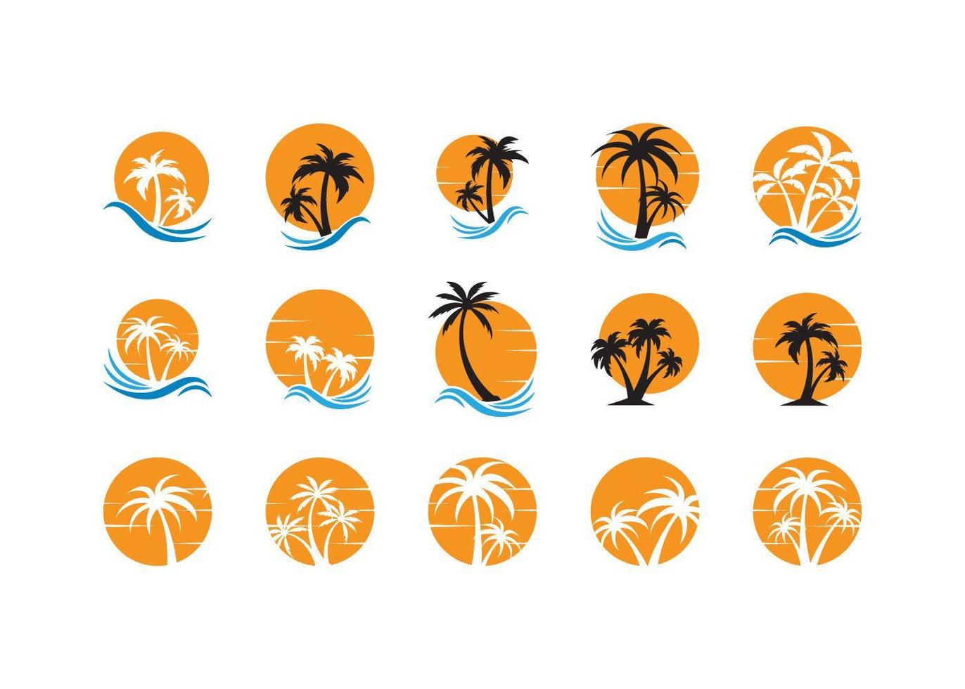 conjunto de logotipo de ícone de palmeira vetor