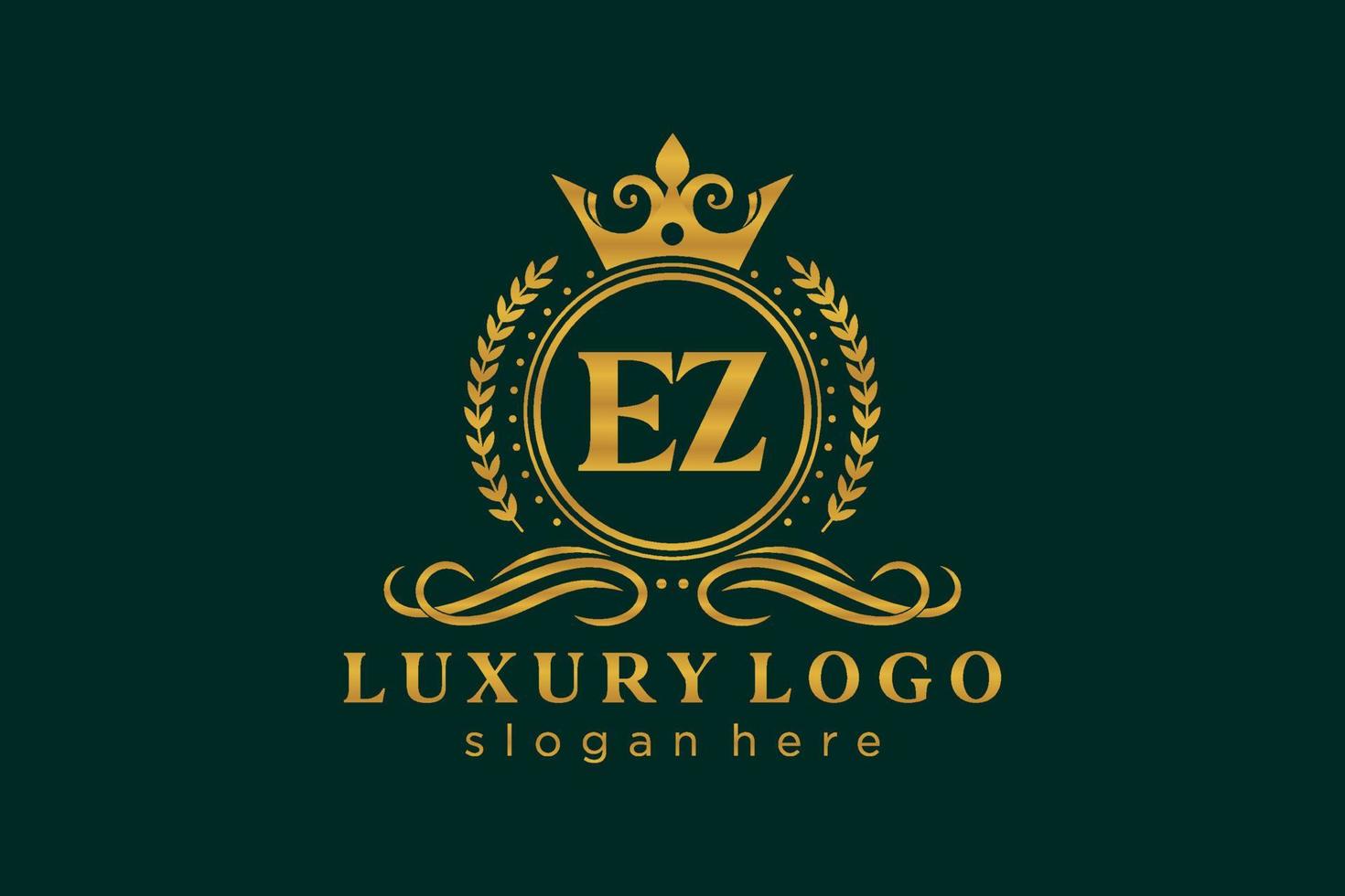 modelo de logotipo de luxo real inicial ez letter em arte vetorial para restaurante, realeza, boutique, café, hotel, heráldica, joias, moda e outras ilustrações vetoriais. vetor