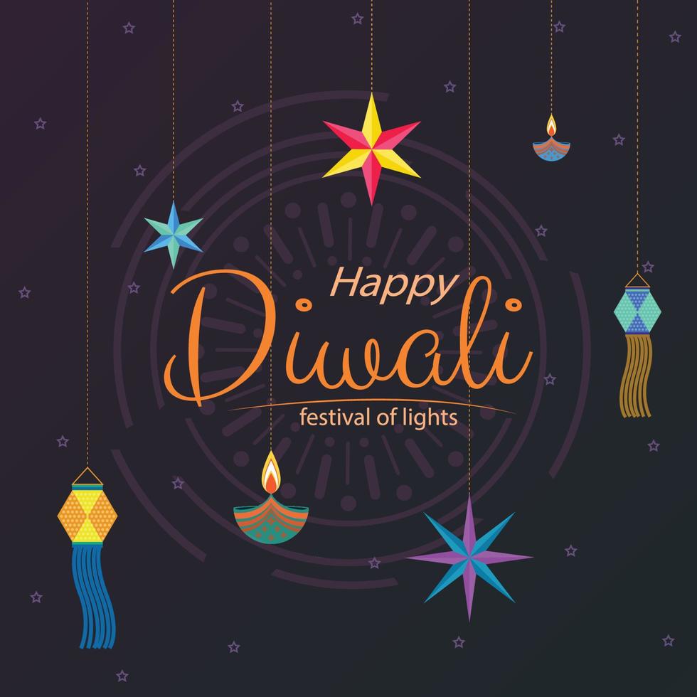 feliz diwali festival de luzes ilustração vetorial premium vetor