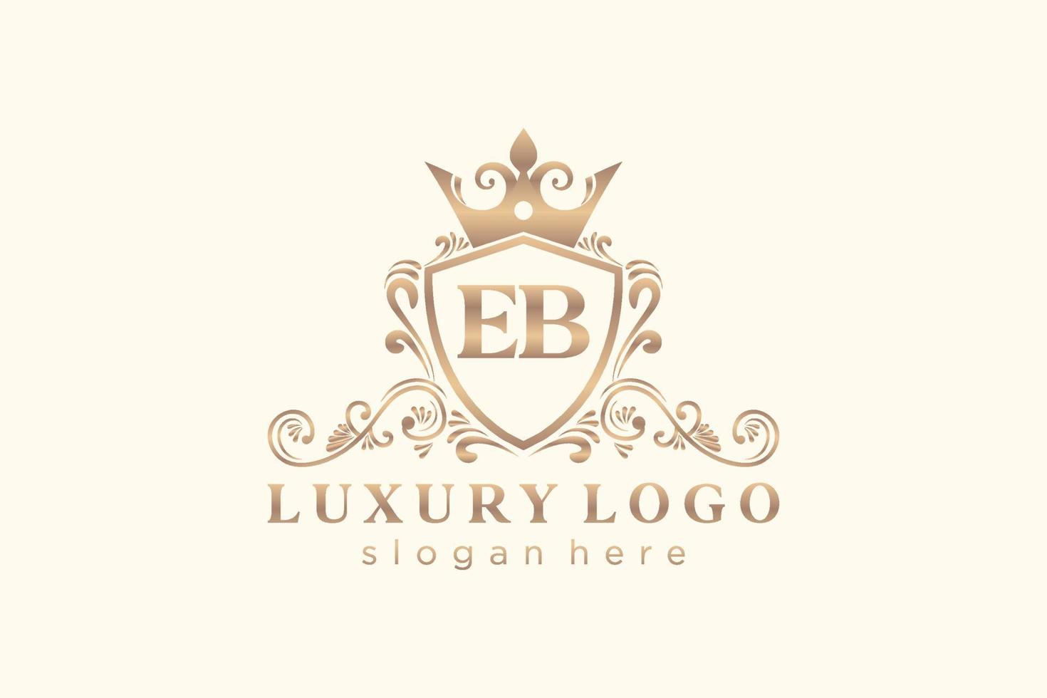 modelo de logotipo de luxo real de letra inicial eb em arte vetorial para restaurante, realeza, boutique, café, hotel, heráldica, joias, moda e outras ilustrações vetoriais. vetor
