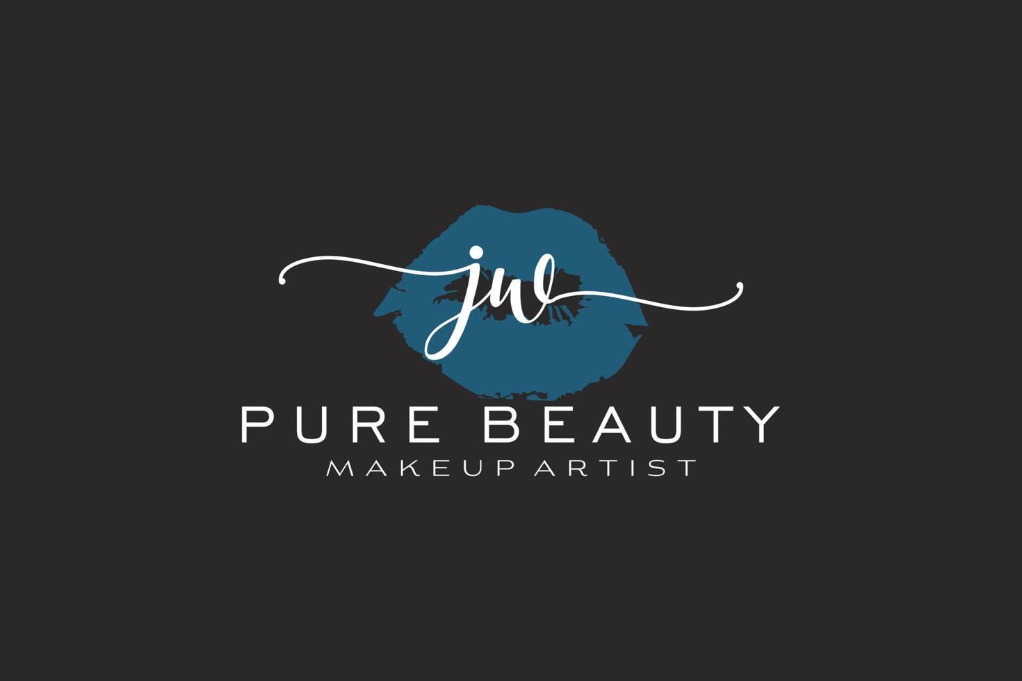 design de logotipo pré-fabricado de lábios em aquarela jw inicial, logotipo para marca de negócios de maquiador, design de logotipo de boutique de beleza blush, logotipo de caligrafia com modelo criativo. vetor