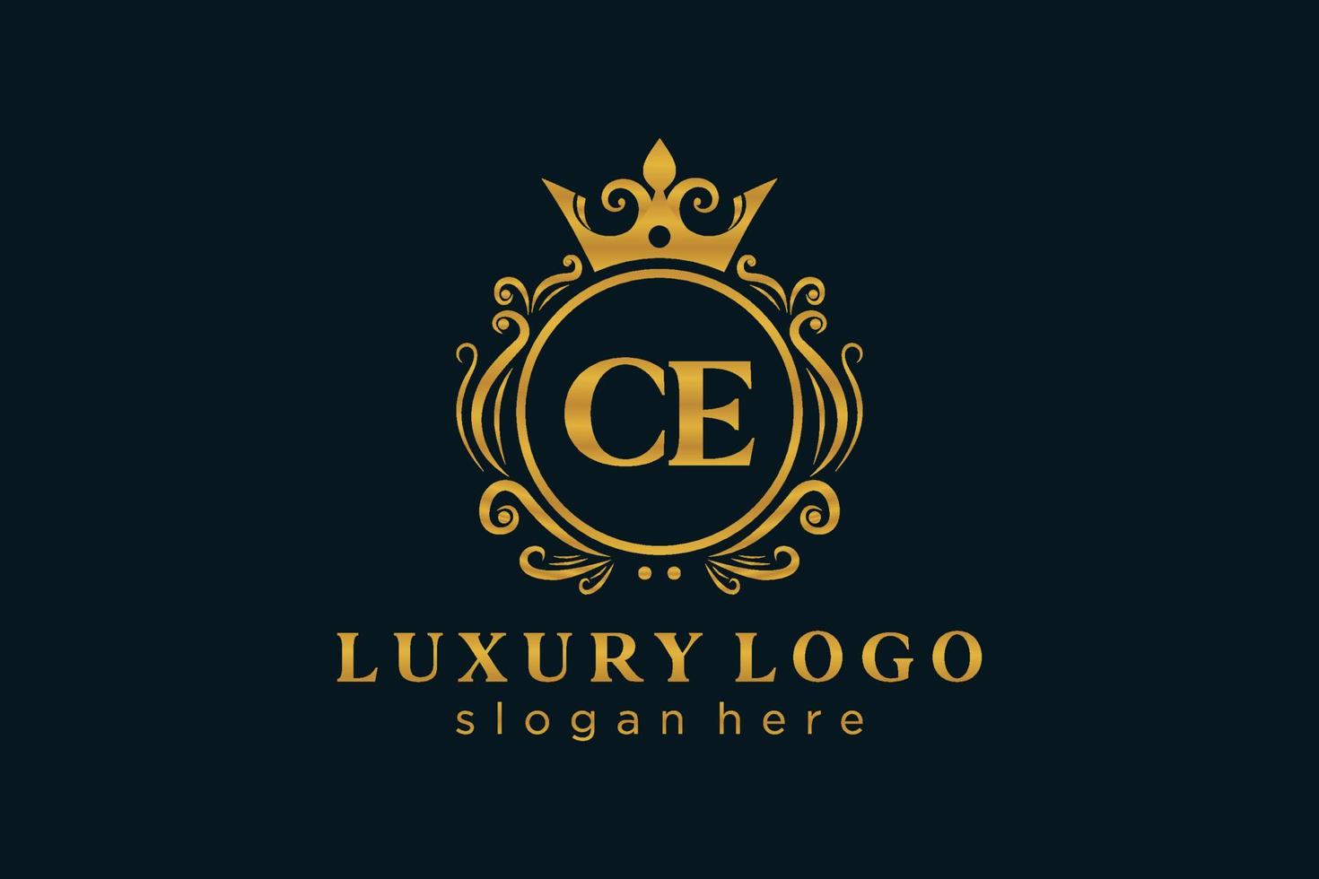 modelo de logotipo de luxo real carta ce inicial em arte vetorial para restaurante, realeza, boutique, café, hotel, heráldica, joias, moda e outras ilustrações vetoriais. vetor