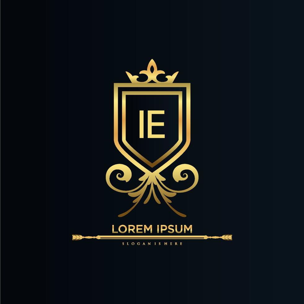 ou seja, letra inicial com royal template.elegant com vetor de logotipo da coroa, ilustração em vetor logotipo de letras criativas.