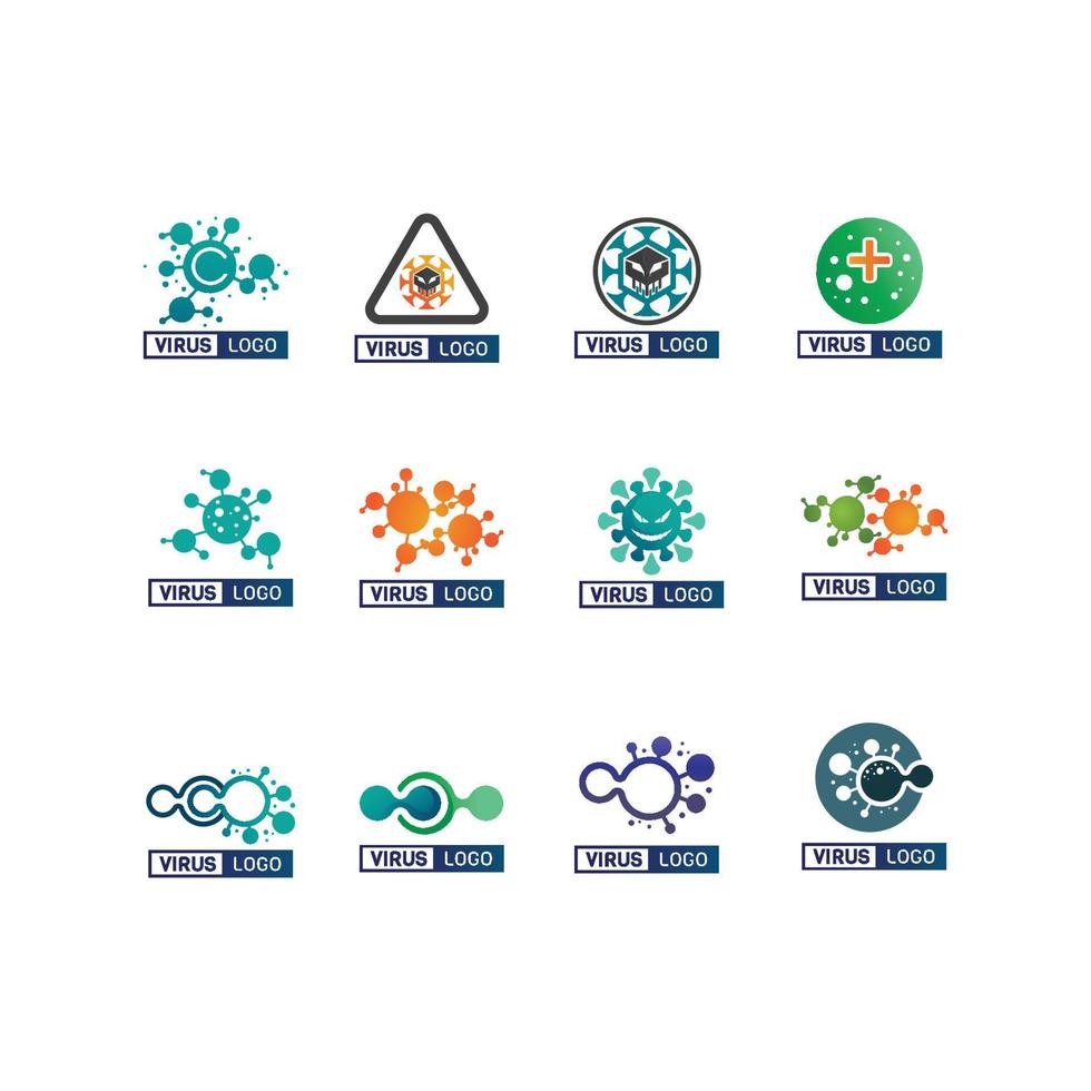 vírus, coronavírus, bactérias, germes e micróbios isolados no fundo branco. ilustração de ícone vetorial vetor
