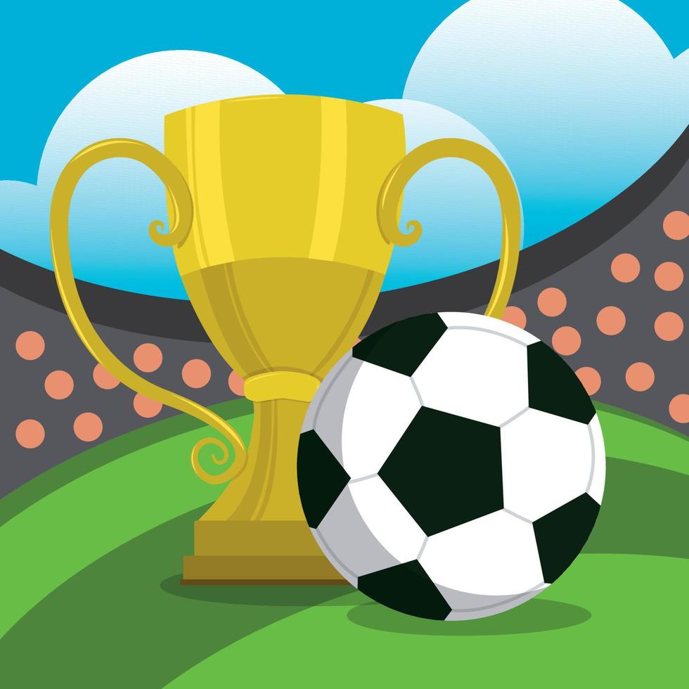 bola de futebol e ilustração em vetor cartaz de futebol da copa do campeonato dourado