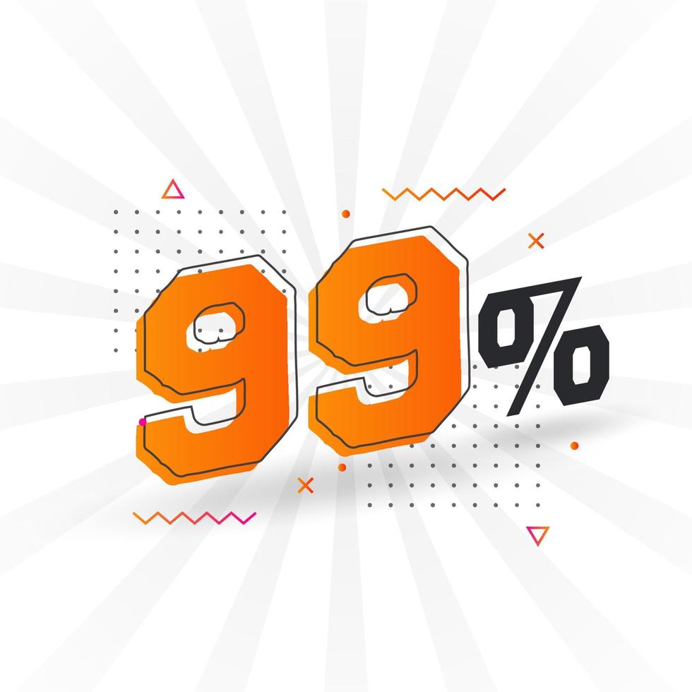 promoção de banner de marketing de 99 descontos. 99 por cento de design promocional de vendas. vetor