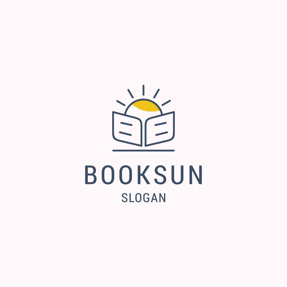 logotipo de ícone de vetor de design de linha de livro de sol