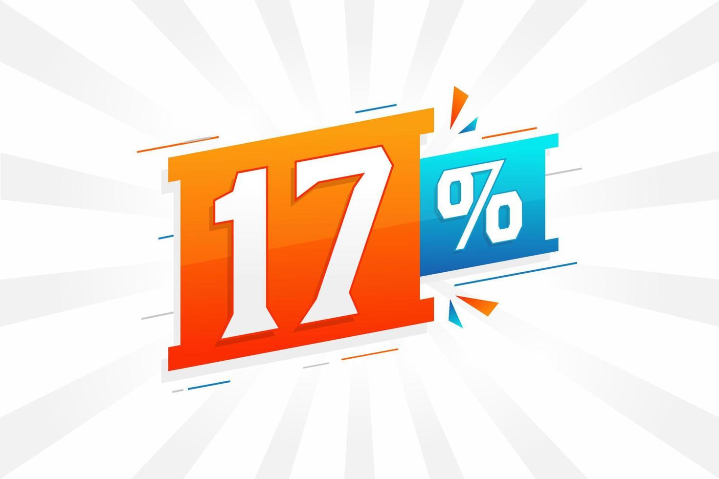 17 promoção de banner de marketing de desconto. 17 por cento de design promocional de vendas. vetor