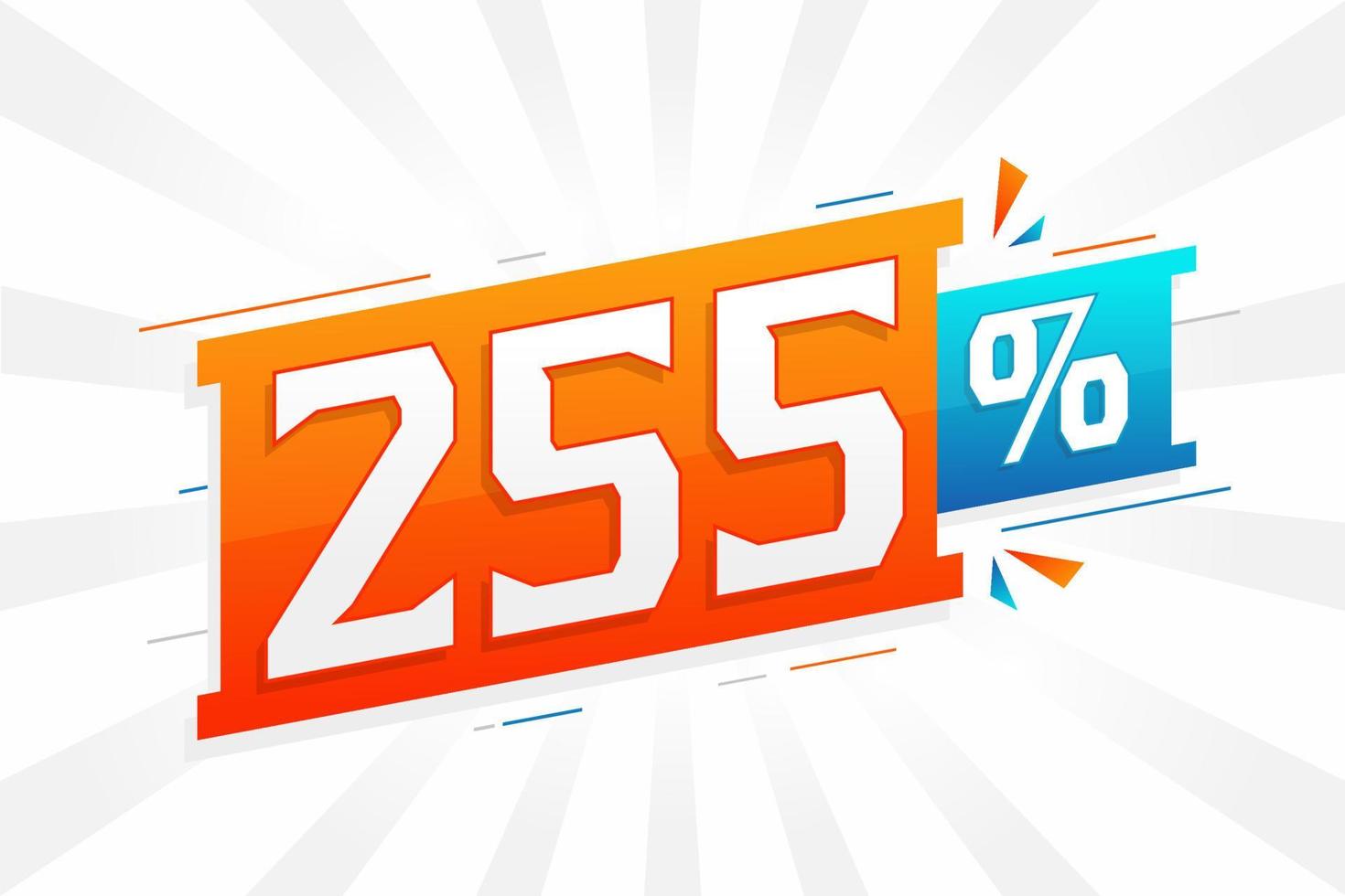 Promoção de banner de marketing de 255 descontos. 255 por cento de design promocional de vendas. vetor