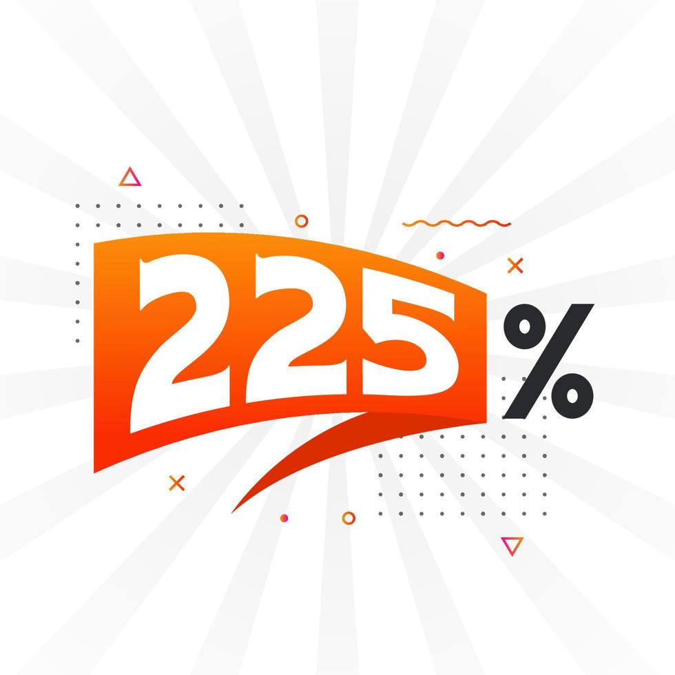 promoção de banner de marketing de 225 descontos. 225 por cento de design promocional de vendas. vetor