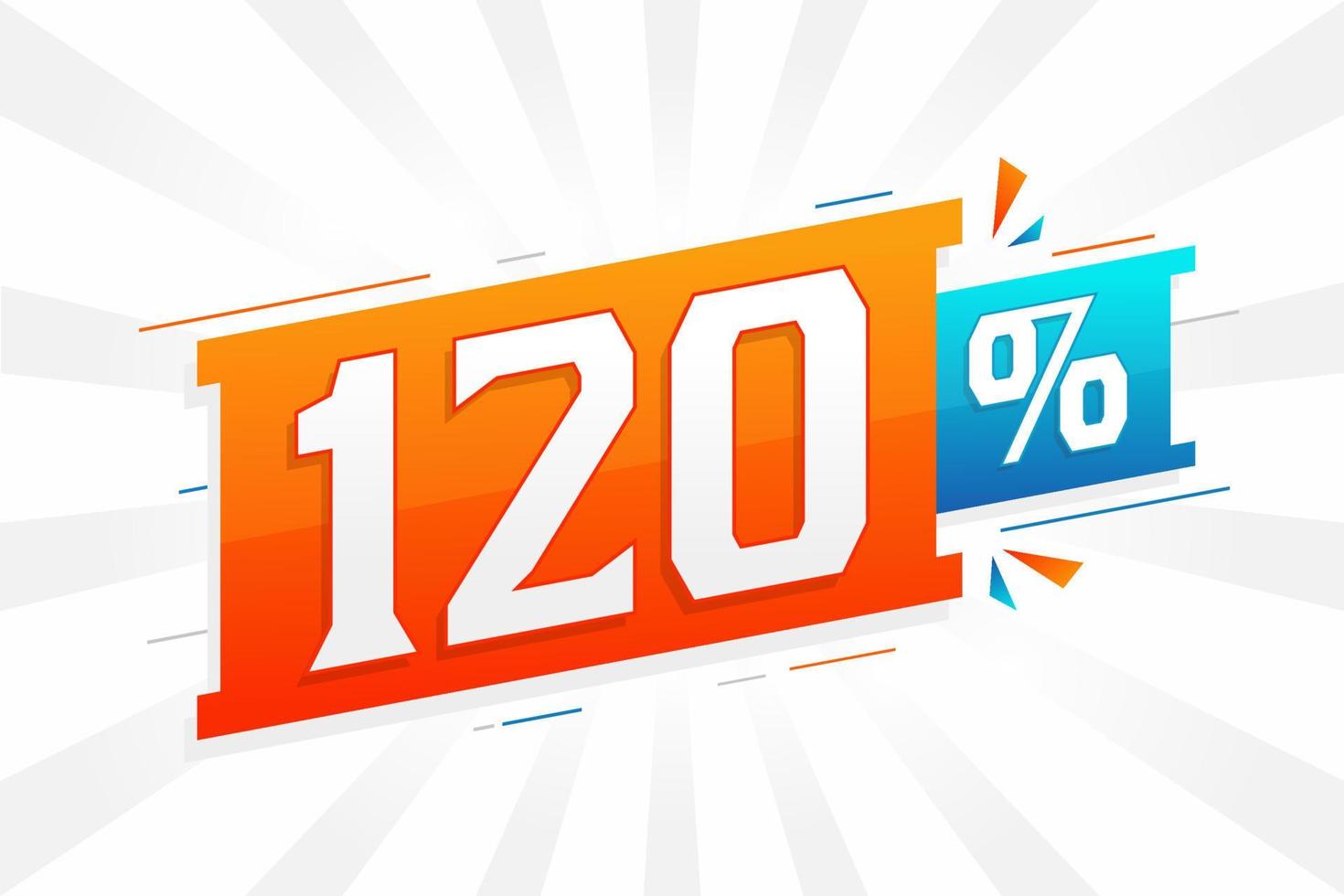 Promoção de banner de marketing de 120 descontos. 120 por cento de design promocional de vendas. vetor