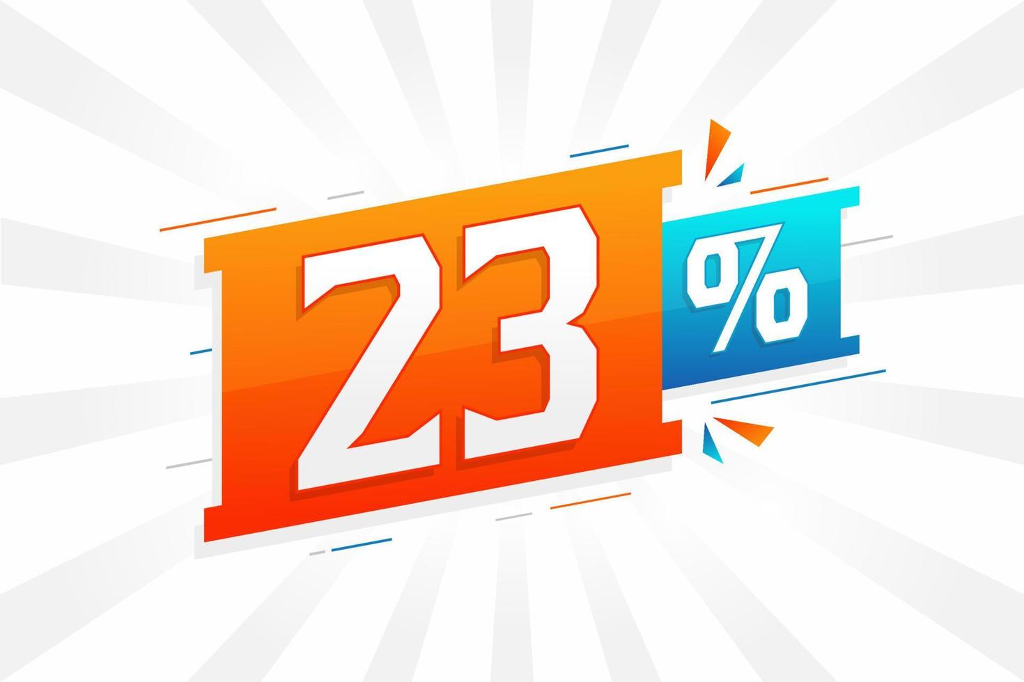 promoção de banner de marketing de 23 descontos. 23 por cento de design promocional de vendas. vetor