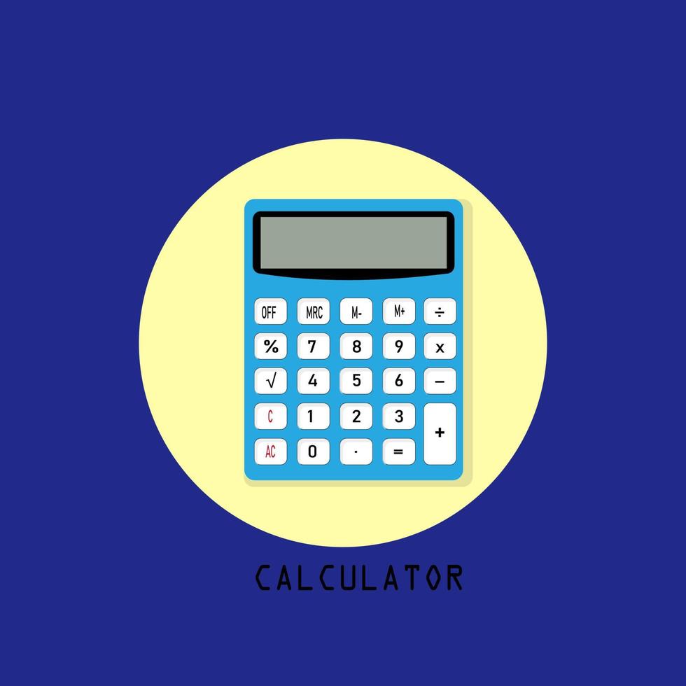 calculadora básica com conjunto de dígitos isolados em branco. projeto plano. ilustração em vetor EPS 10.