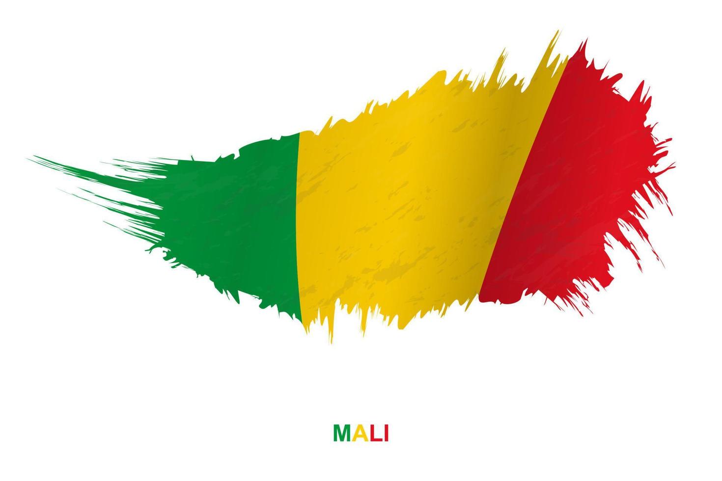 bandeira do mali em estilo grunge com efeito acenando. vetor